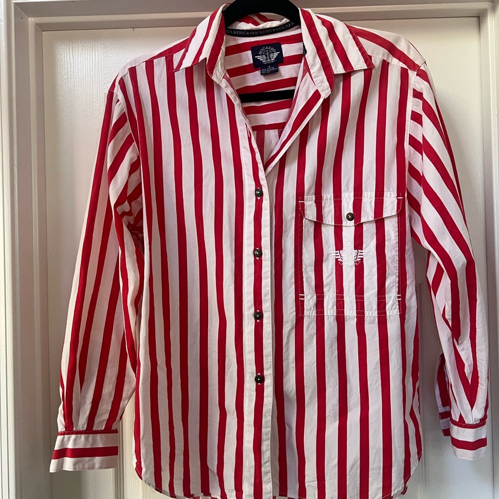 SOLD Dockers Red and White Striped Shirt